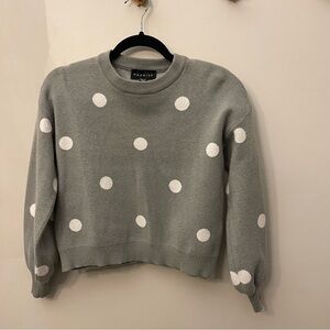 Premise Gray and White Polka Dot Sweater